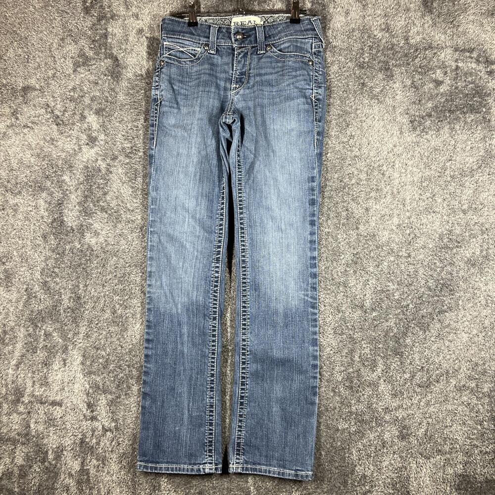 Ariat Jeans Womens 27 Blue Medium Wash Real Straight Mid Rise Stretch Denim